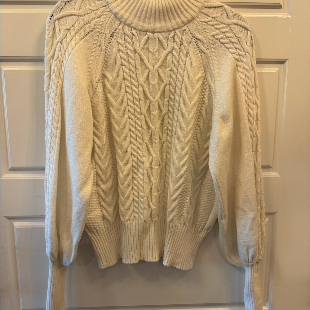 DO+BE Cream Cowl Neck Cable Knit Sweater